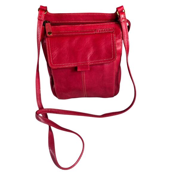 Fossil Handbags - Vintage Fossil Red Leather Crossbody Messenger Utility Organizer Bag